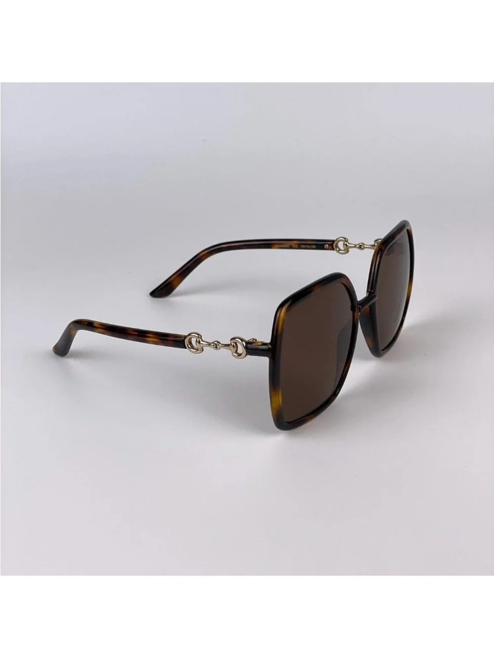 Gucci Tortoiseshell Square Frame Women's Sunglasses with Gold Accents - Brown